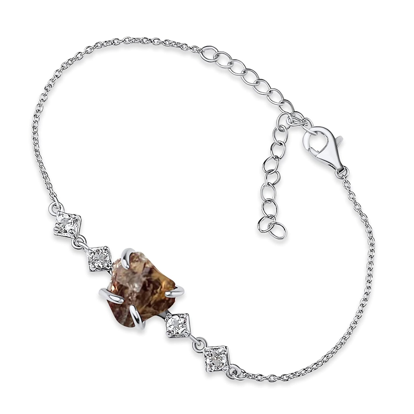 Raw Smoky Quartz Crystal Chain Bracelet for Unique Gifts