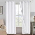 100% Blackout Curtains for Bedroom Thermal Insulated Linen Look - Pure