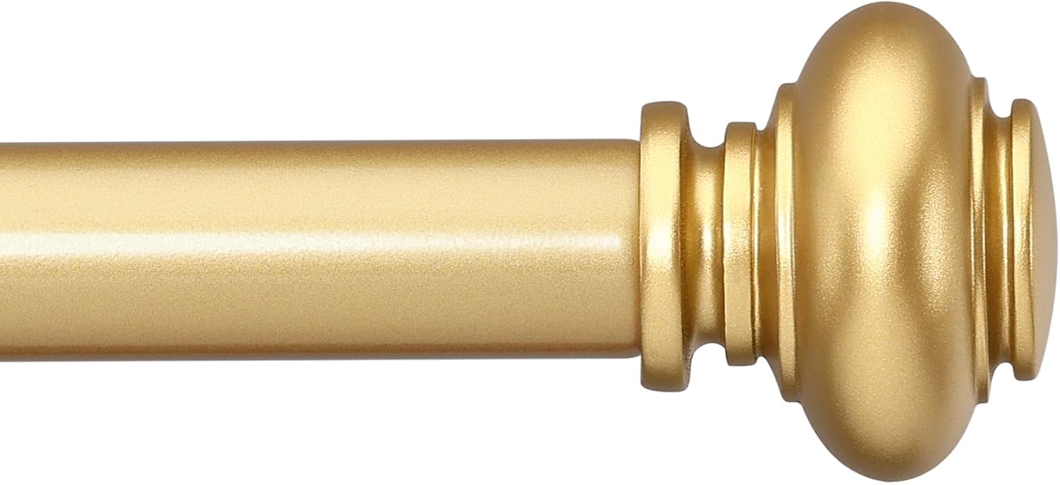 Gold Curtain Rods for Windows 72 to 144 Inches Adjustable Set