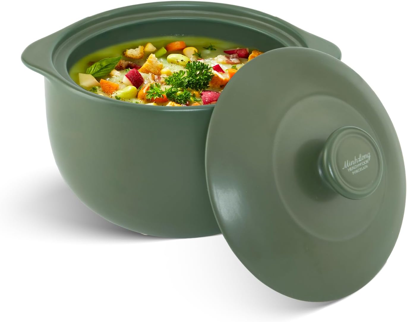 MINH LONG 1-Qt Porcelain Dutch Oven for Healthy Cooking