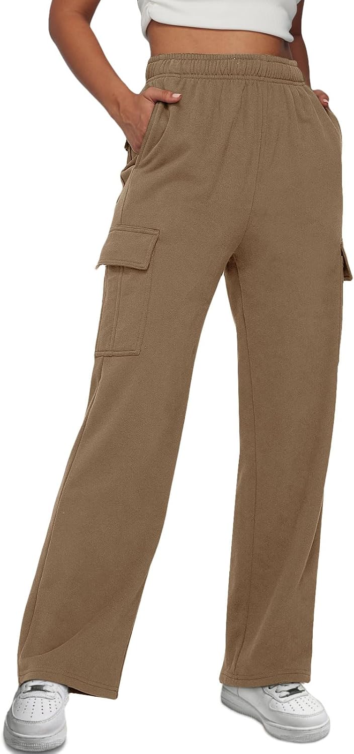 High Waisted Cargo Sweatpants for Women - Comfy Athletic Joggers