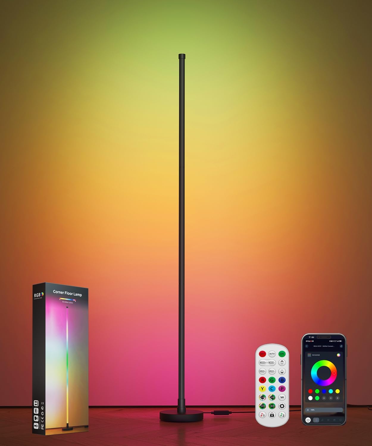 Smart RGB LED Corner Lamp with Music Sync for Any Room