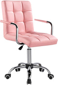 Yaheetech Modern PU Leather Office Chair - Pink Comfort