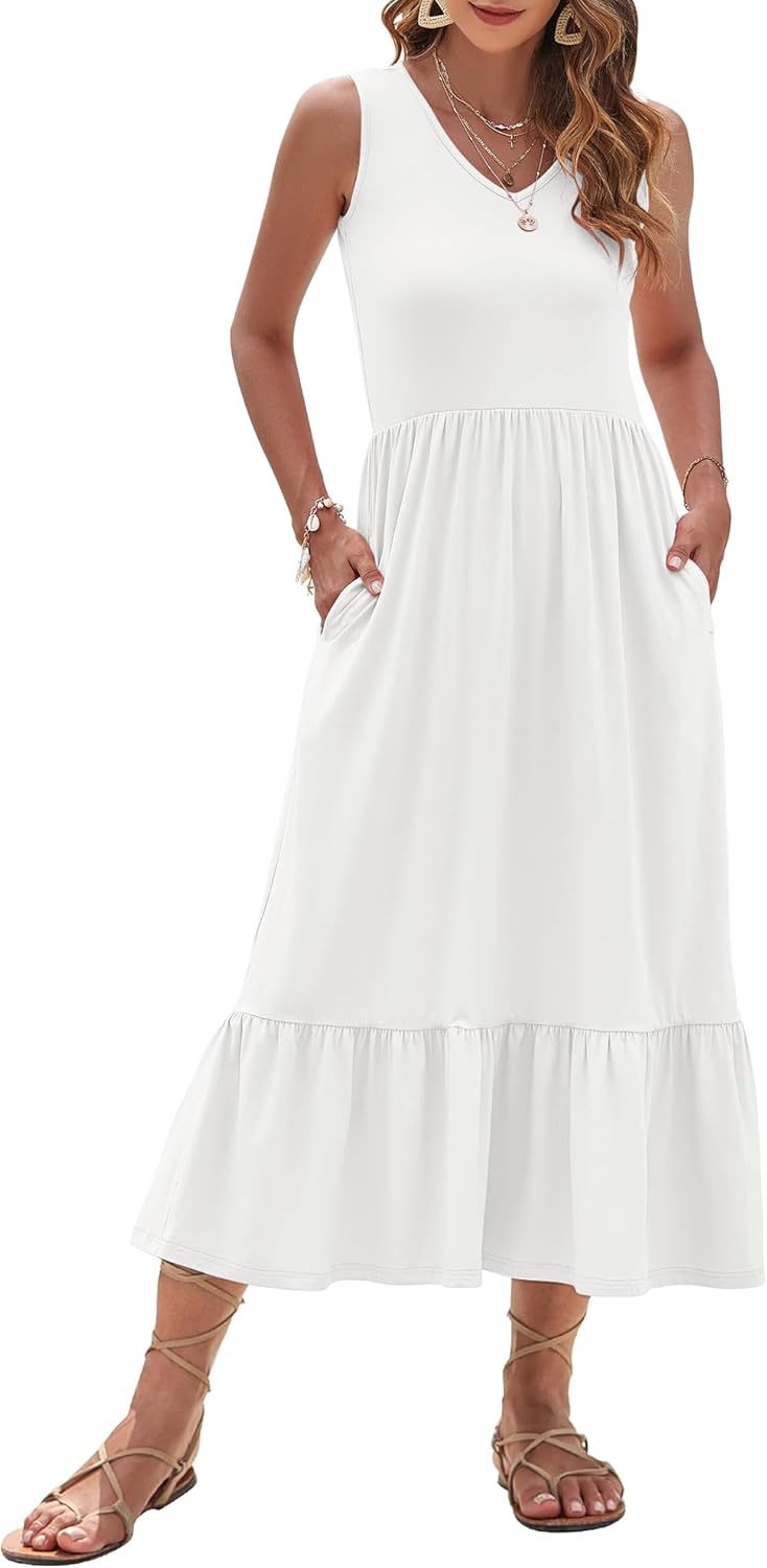 AUSELILY Womens Maxi Dress 2025 Sleeveless Summer Dresses
