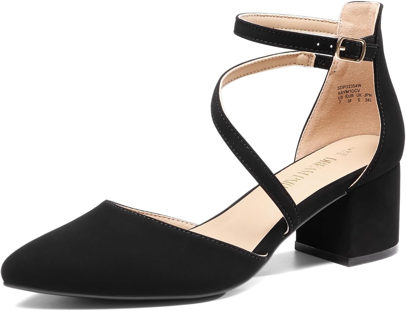 DREAM PAIRS Women's Closed Pointed Toe Low Chunky Heels Pumps