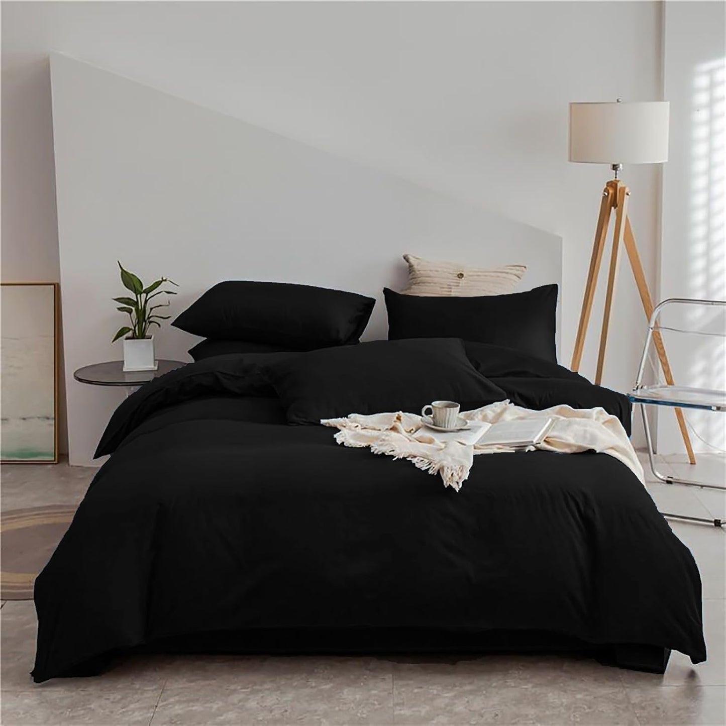 Cottonight Black Comforter Set Queen - Soft Lightweight Bedding