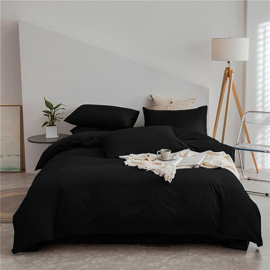 Cottonight Black Comforter Set Queen - Soft Lightweight Bedding