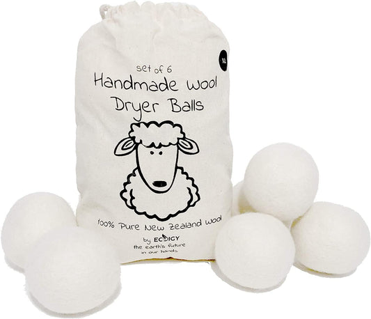 XL Wool Dryer Balls 6-Pack - Eco-Friendly Fabric Softener