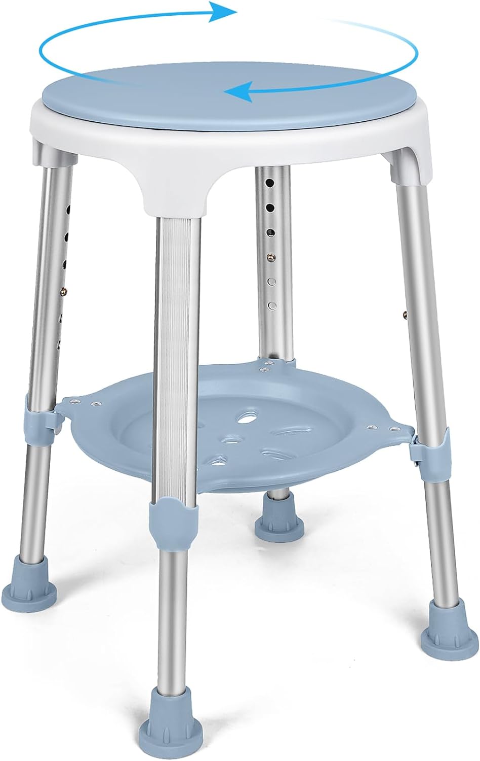 Swivel Shower Chair with Storage Tray - Easy Assembly & Adjustable