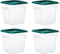 4 Pack Food Storage Containers 4 Quart Square - Clear, Stackable Seal