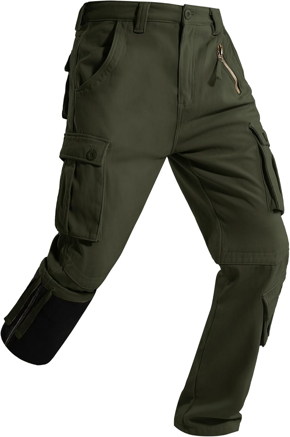 Men's Fleece Lined Hiking Cargo Pants for Winter Comfort