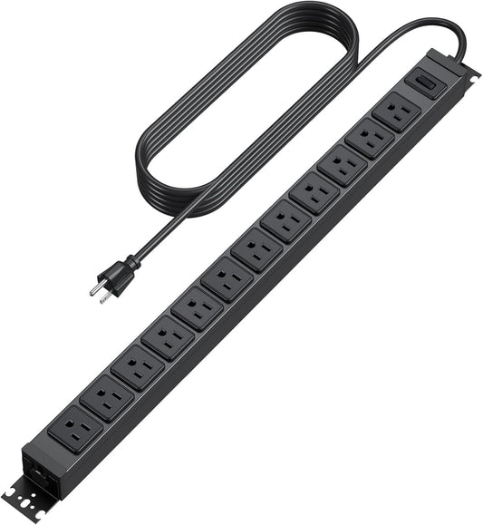 Metal Gaming Power Strip: 360 Rotation, Mountable, Surge Protector