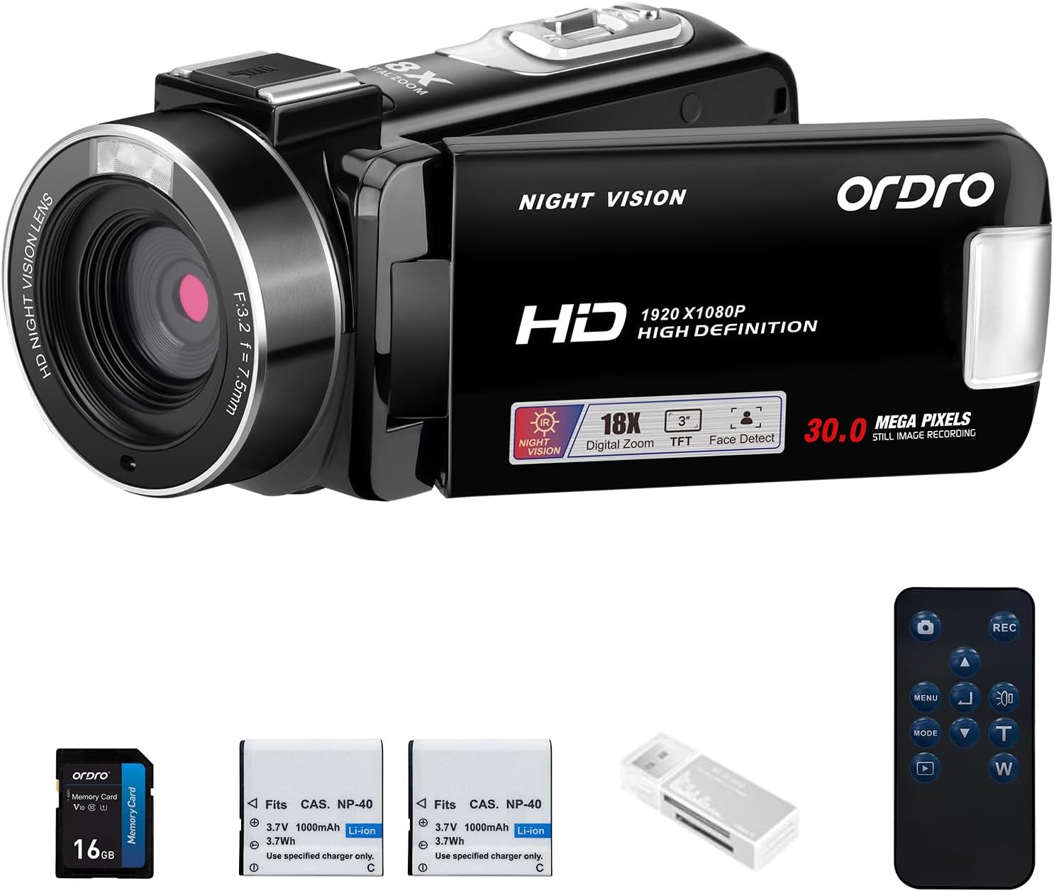 ORDRO B320: Full HD Video Cam, Night Vision, 18X Zoom!