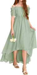 Haloumoning Girls Cold Shoulder Chiffon Dress - Pretty A-line Fit