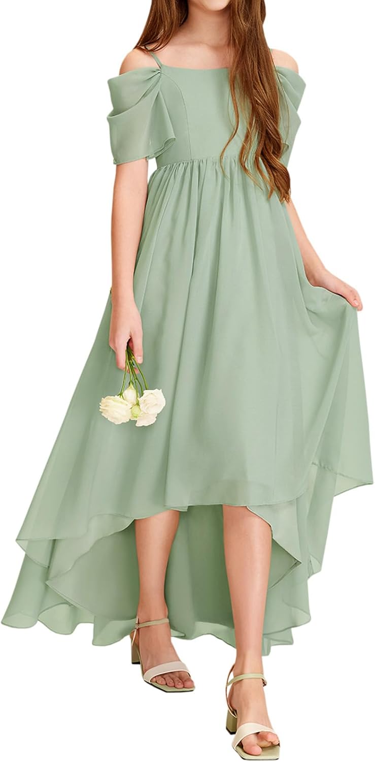 Haloumoning Girls Cold Shoulder Dress for Special Occasions