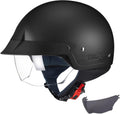 GLX M14 Open Face Motorcycle Helmet - Matte Black, XX-Large