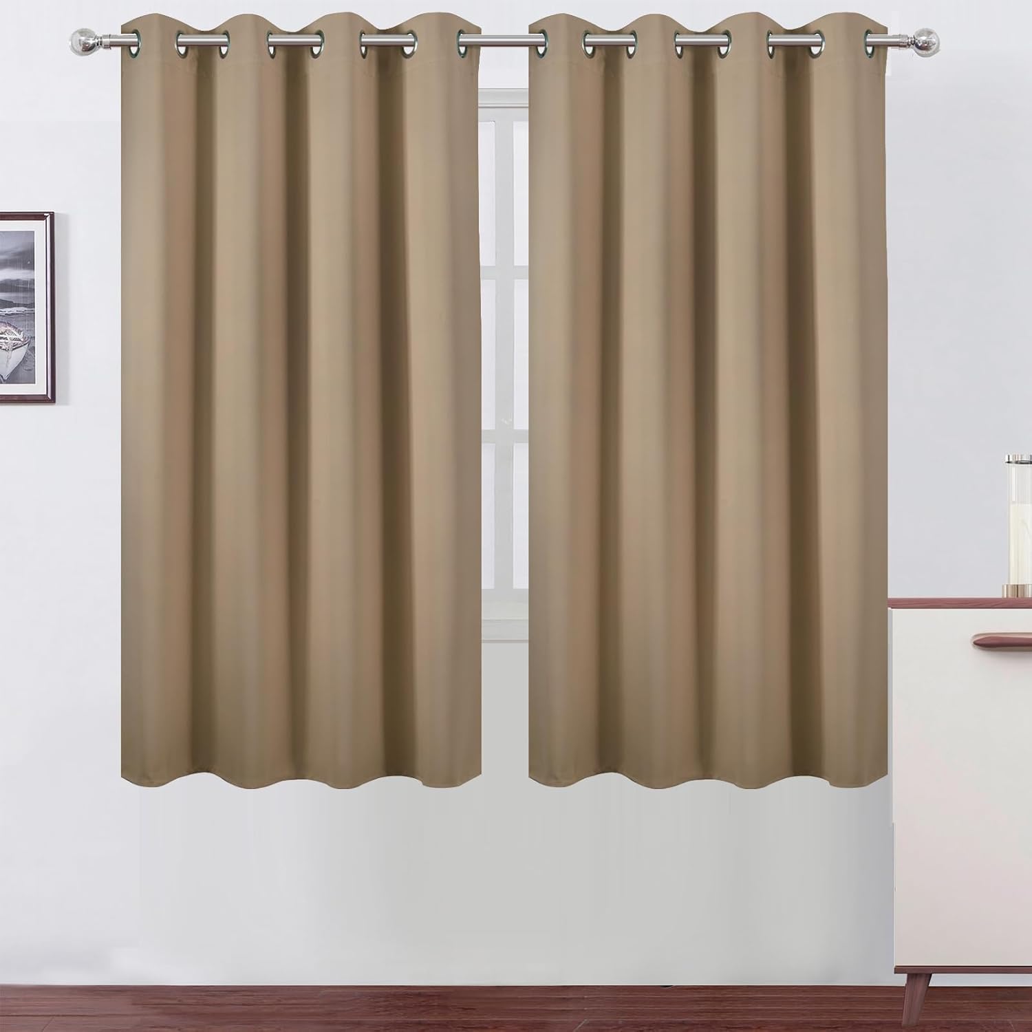 LEMOMO Natural Blackout Curtains for Bedroom - Set of 2