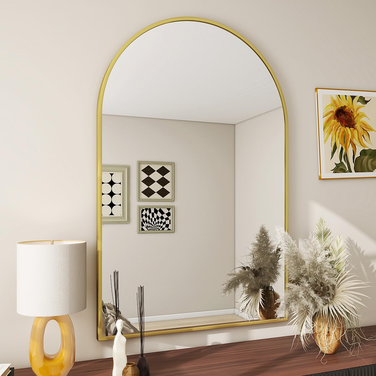 BEAUTYPEAK 24x36 Arch Bathroom Mirror for Elegant Spaces