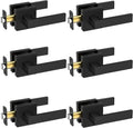 Matte Black Door Handle Heavy Duty Square Lever - Reversible, 6 Pack