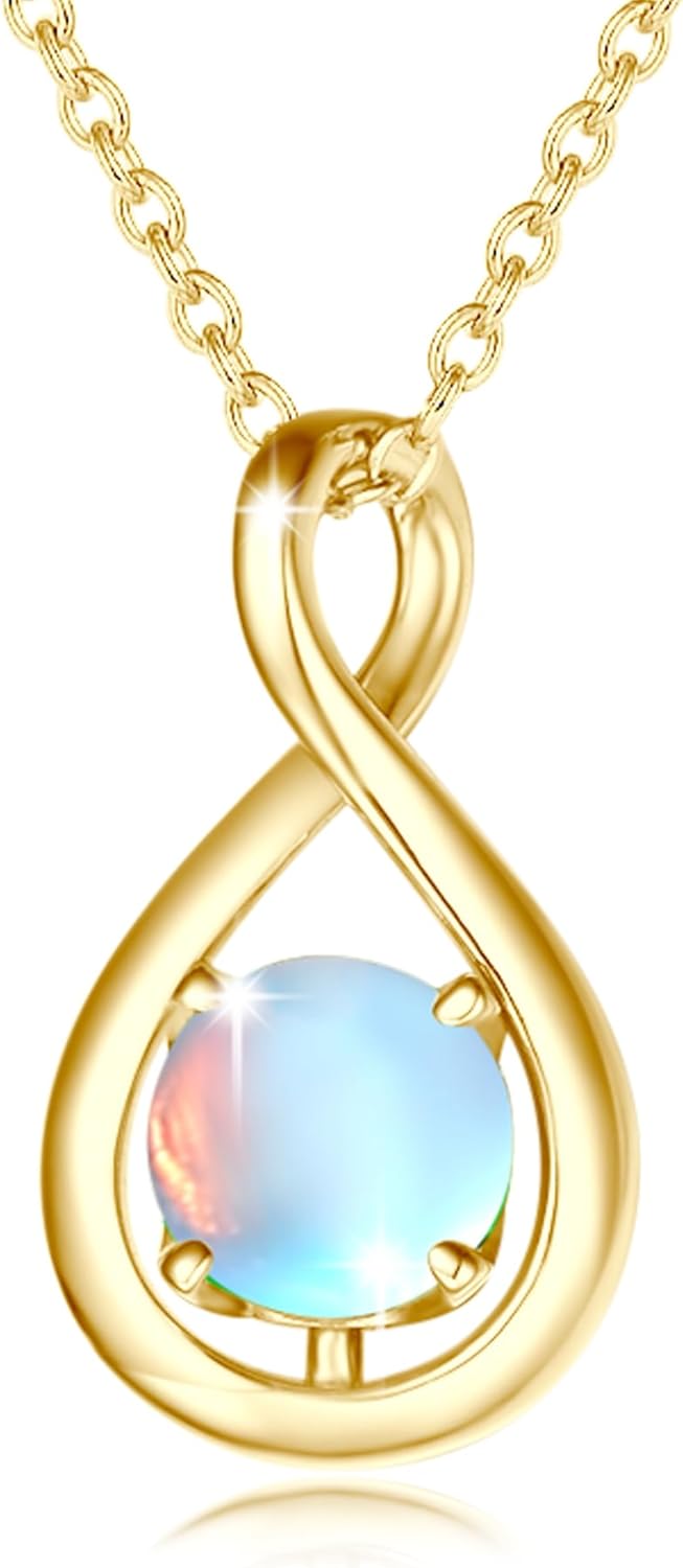 FANCIME Birthstone Necklaces for Women - Dainty Infinity Pendant