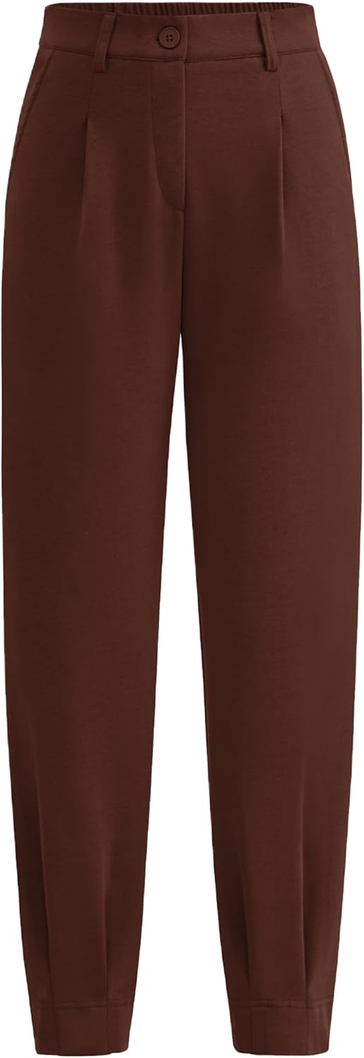 Trendy High Waisted Ankle Length Dress Pants for Women
