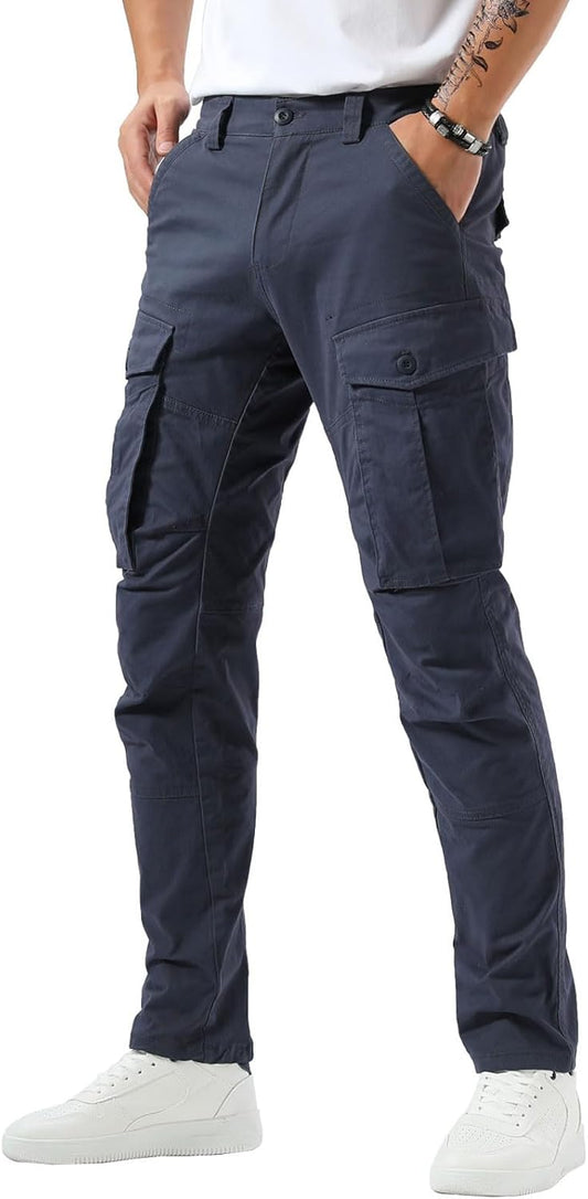 Pacific Blue Cargo Pants for Men with Articulated Knees Design