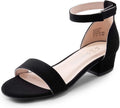 Girls Dress Sandals Low Heel Ankle Strap Pump - Sparkly Starter Heels