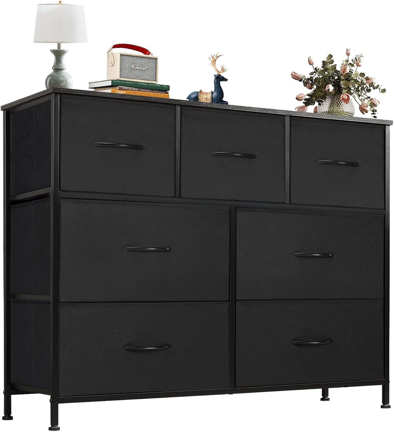 OLIXIS Dresser for Bedroom with 7 Fabric Storage Bins