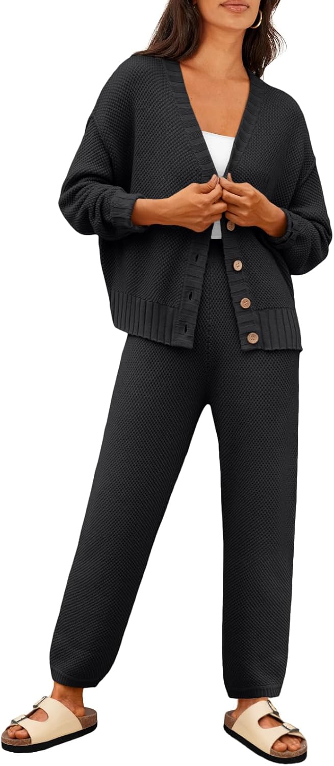 LILLUSORY Womens Cardigan Pants Sets for Stylish Comfort