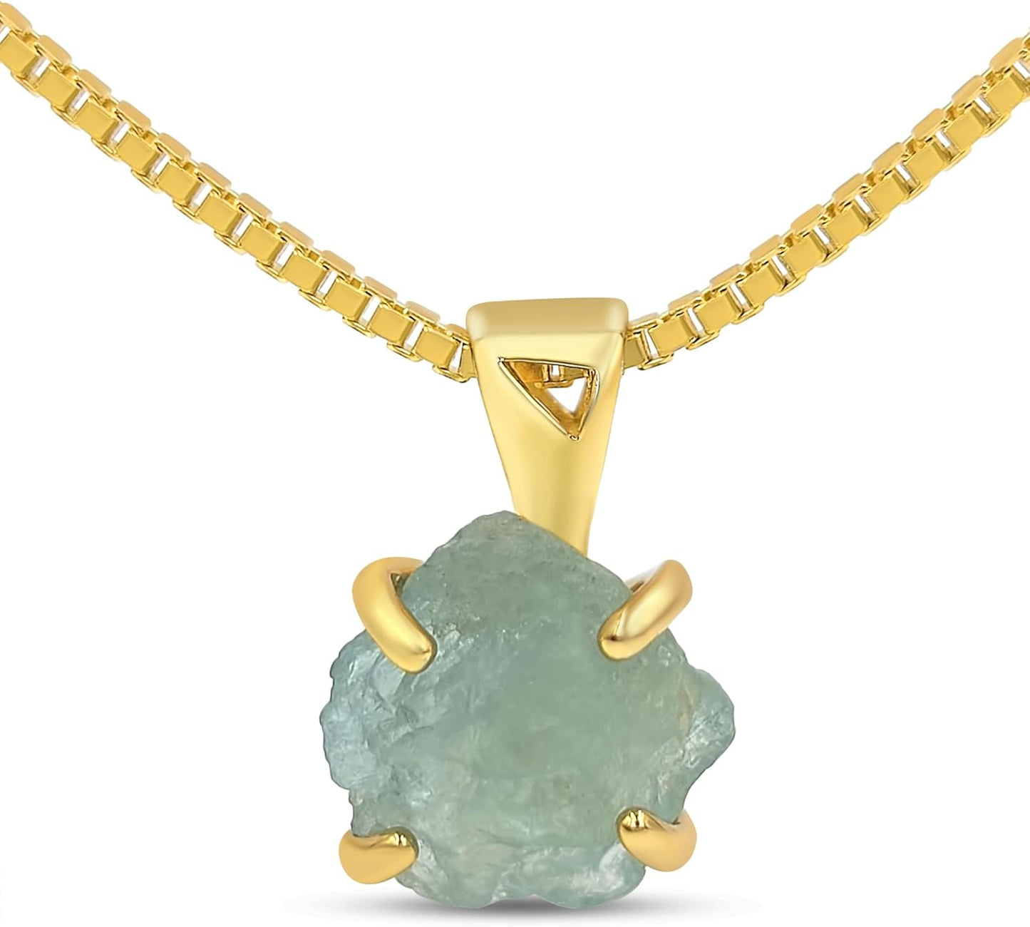Genuine Raw Birthstone Pendant Chain Necklace in Gold Plated Silver