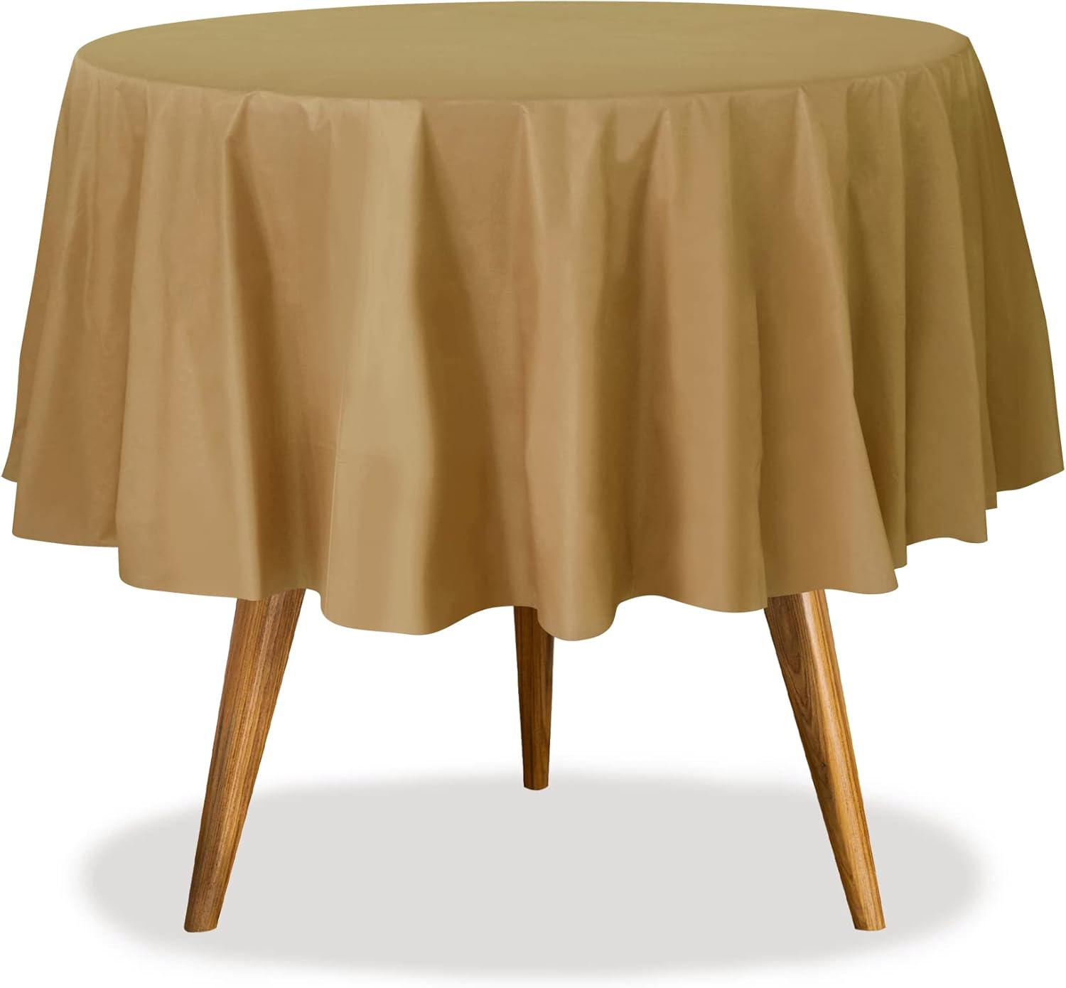 Gold Disposable Plastic Tablecloths for Round Tables - 36 Pack