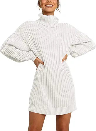 Stylish LOGENE Women's Turtleneck Sweater Dress for All Occasions