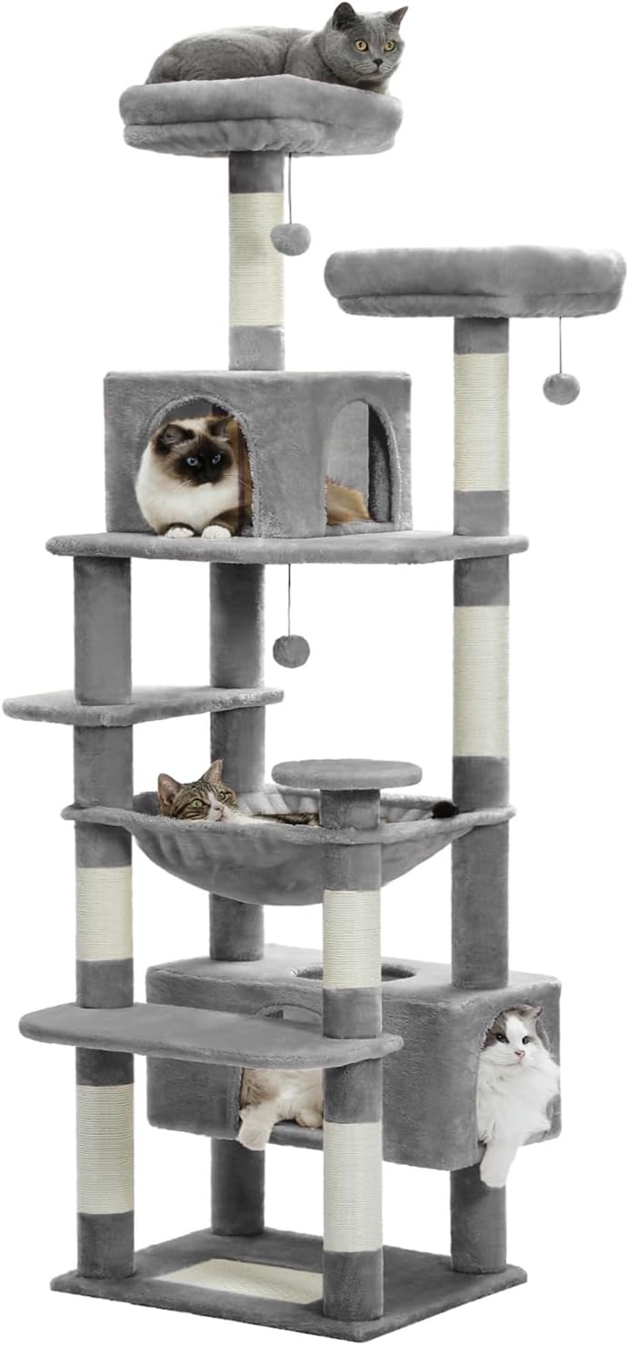 72 Inch Cat Tree for Indoor Cats - Large Climbing Tower