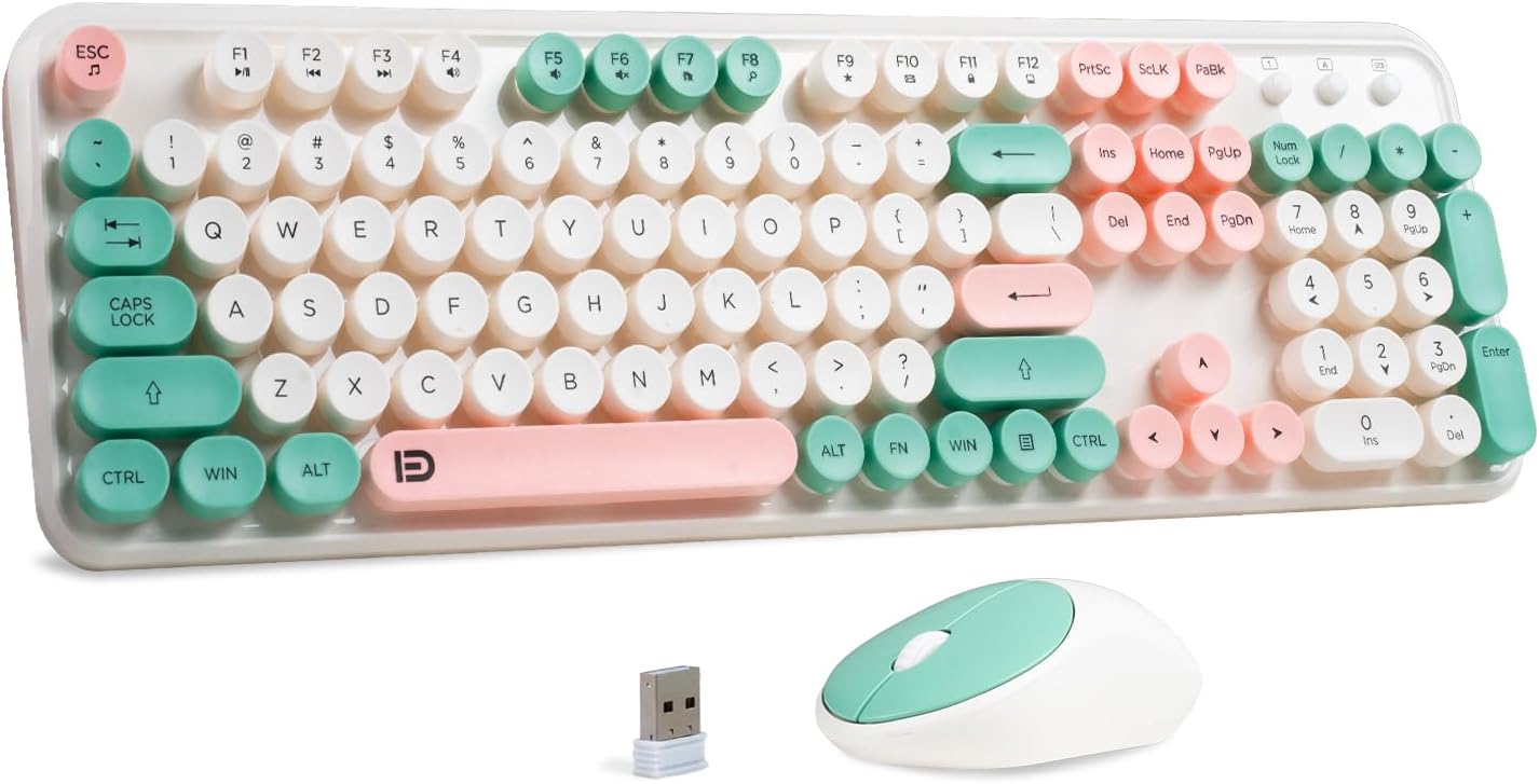 XuanGui Wireless Keyboard and Mouse Combo for Retro Typing