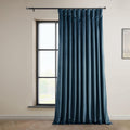 Avalon Blue Velvet Room Darkening Curtain 100W x 96L Panel