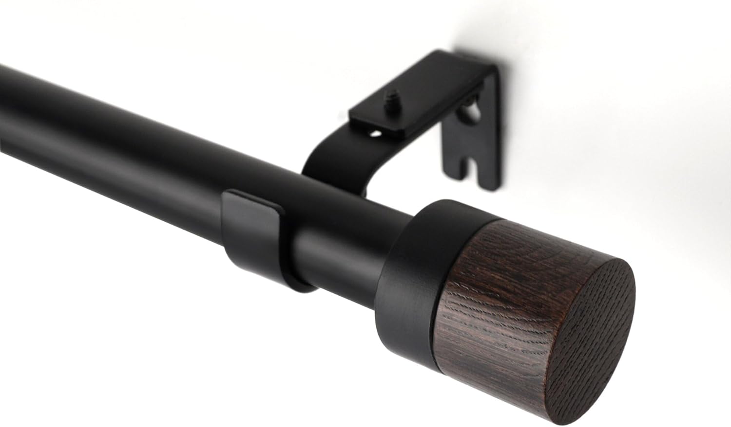 Adjustable 1 Wood Curtain Rod - Heavy Duty Decor, Dark Grain