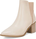 Womens Pointed Toe Ankle Boots - Chunky Block Mid Heel Chelsea