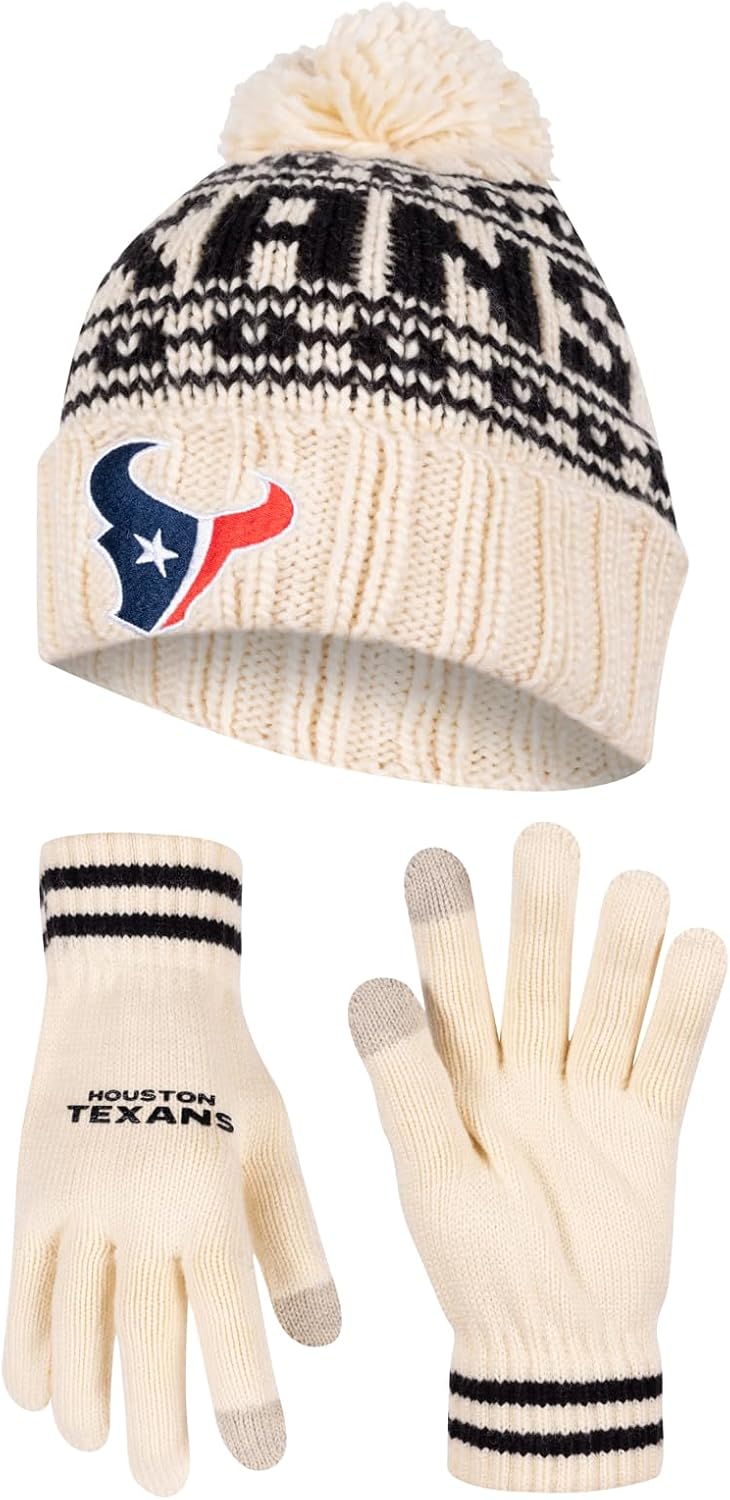 Ultra Game NFL Official Super Soft Cable Knit Beanie & Gloves