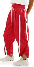Fisoew Women's Baggy Wide Leg Track Pants - Contrast Color Y2K Style