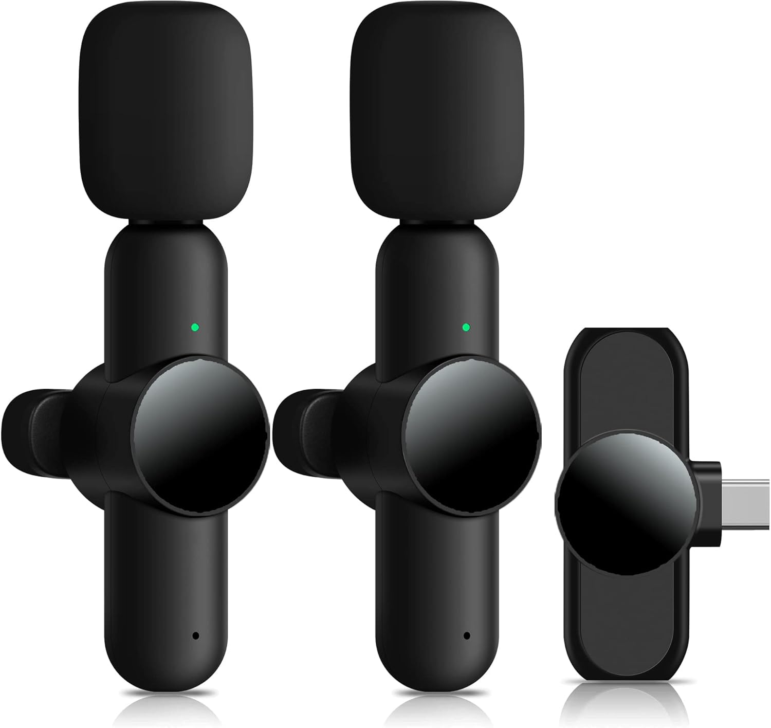 Crystal Clear Sound: 2 Wireless Lavalier Mics for Android - 2.4GHz Plug & Play, Noise Reduction