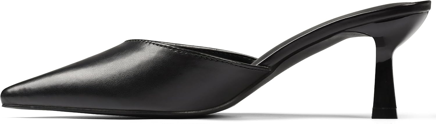 VOMIRA Black Kitten Heels for Women - Stylish Closed Toe Mules