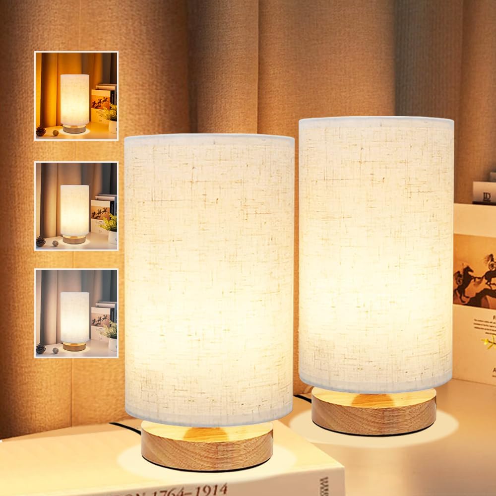 3-Color Adjustable Bedside Table Lamp Set of 2 for Cozy Lighting