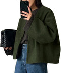 Cropped Wool Blend Coat for Women - Sleek Warm Peacoat