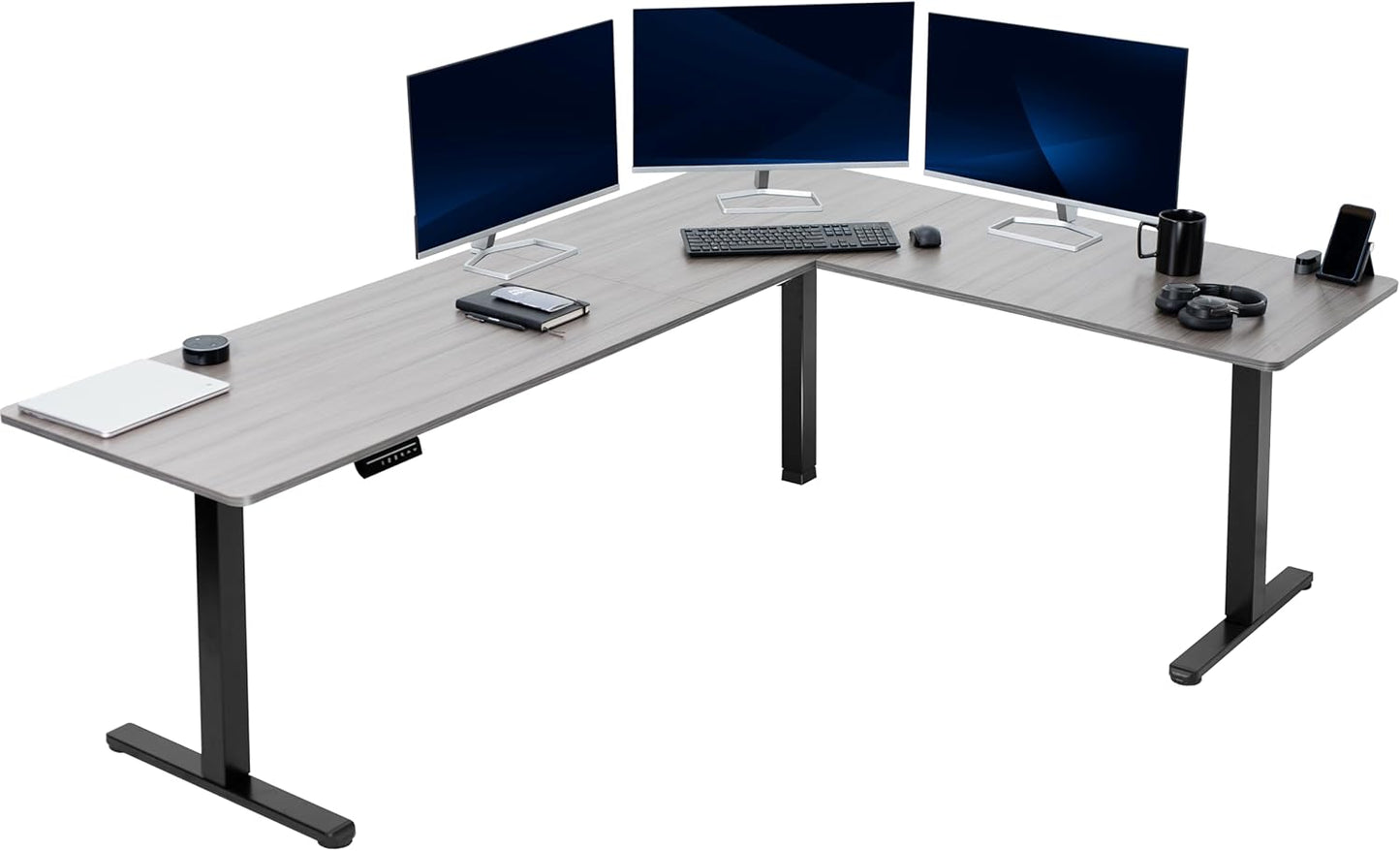 VIVO Electric Corner L-Shaped Standing Desk with Memory Control