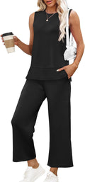 XIEERDUO Women's 2 Piece Summer Tracksuit - Comfy Wide Leg Set