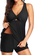 Tempt Me Women Two Piece Tankini Swimsuit - Black High Waisted Shorts