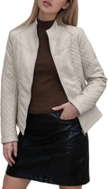Faux Leather Jacket Women Motorcycle Bomber Coat - Timeless Trench Fit