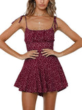 Women's Boho Floral Wide Leg Short Romper - Smocked Spaghetti Strap
