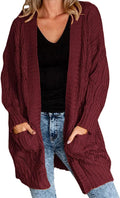 Women's Plus Size Cable Knit Cardigan Sweater - Open Front Cozy