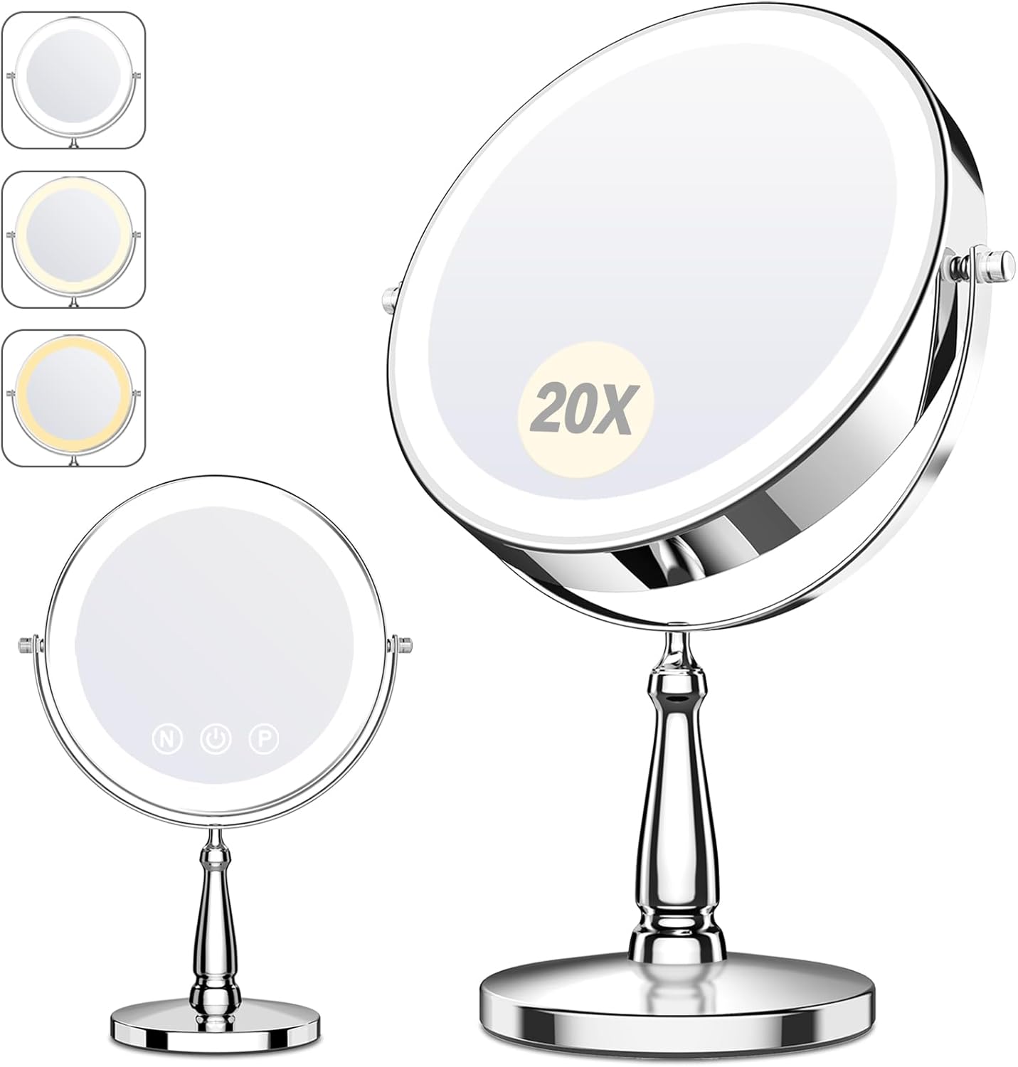 Makeup Mirror with Lights for Women - 20X Magnifying Mirror